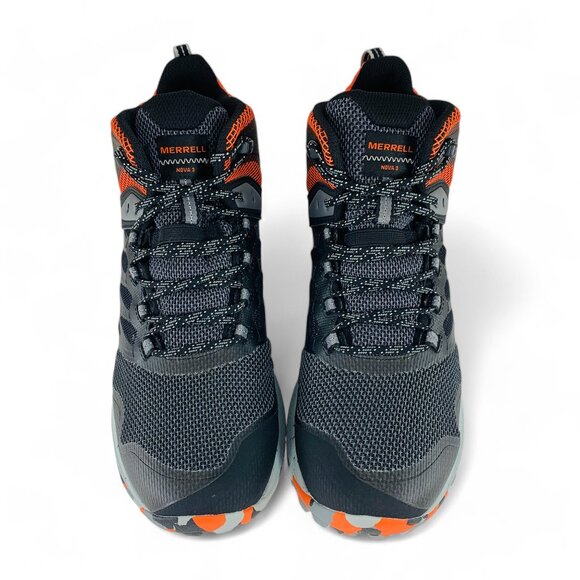 Merrell Nova 3 Mid Waterproof Black Tangerine Men's Hiking Shoes Boots J067623 - Picture 4 of 9